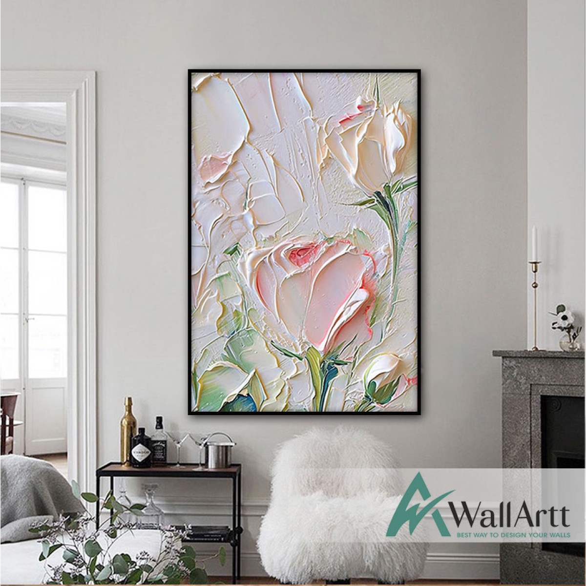 Beauty of a Rose 3d Heavy Textured Partial Oil Painting